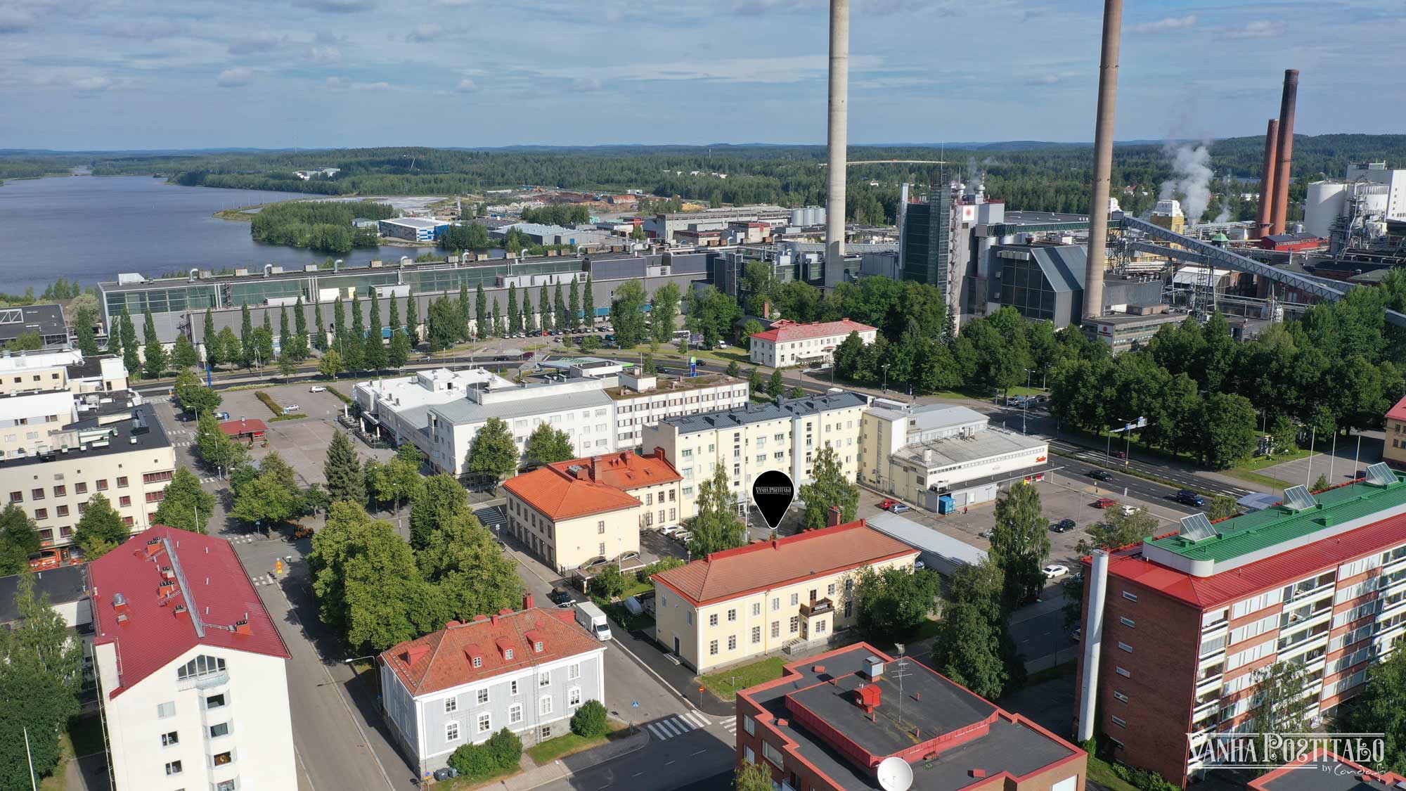 Projektimajoitus Varkaus – Vanha Postitalo sijaitsee lähellä Varkauden teollisuusaluetta